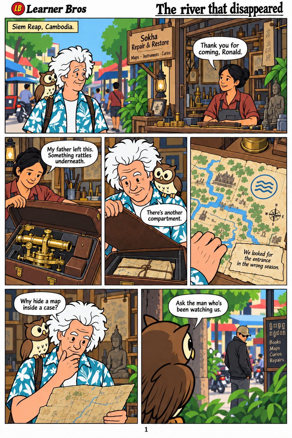 Page 1 of The river that disappeared. Dialogue transcript follows below.