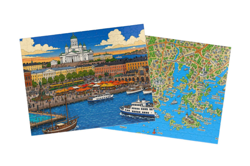 Helsinki — City + Map Puzzle Set