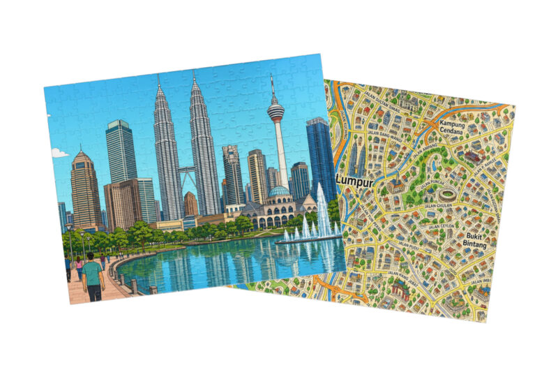 Kuala Lumpur — City + Map Puzzle Set