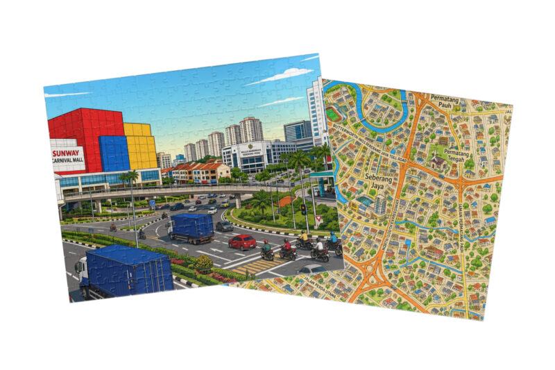 Seberang Jaya — City + Map Puzzle Set