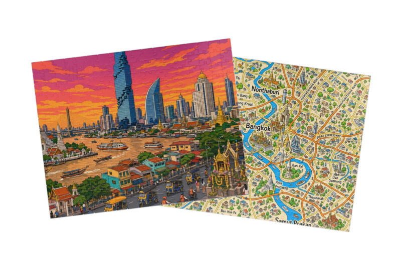 Bangkok — City + Map Puzzle Set
