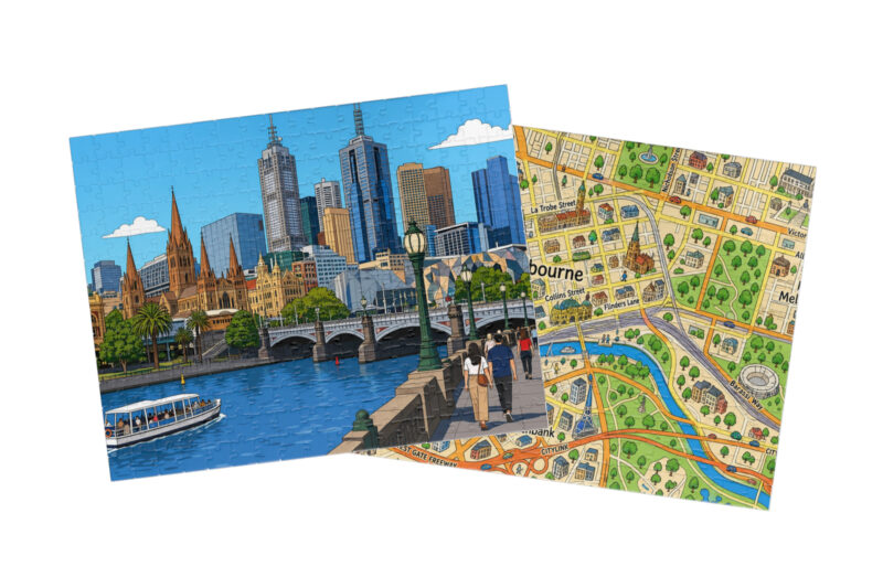 Melbourne — City + Map Puzzle Set