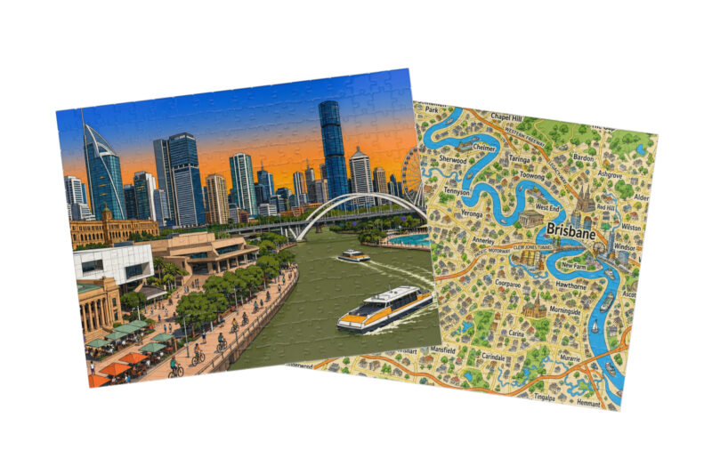 Brisbane — City + Map Puzzle Set