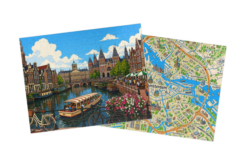 Amsterdam — City + Map Puzzle Set