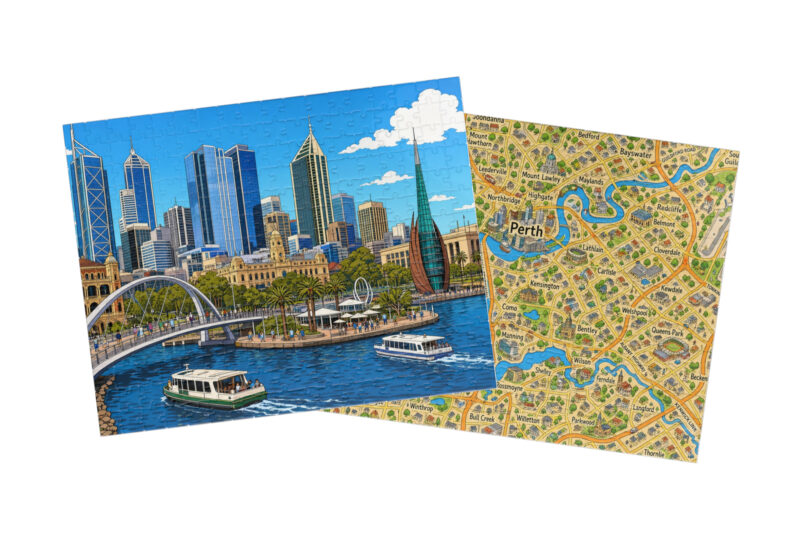 Perth — City + Map Puzzle Set