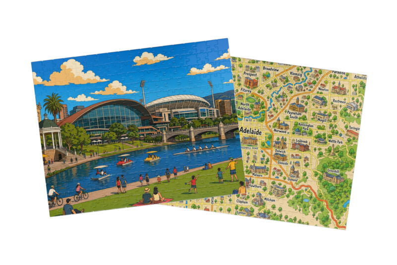 Adelaide — City + Map Puzzle Set