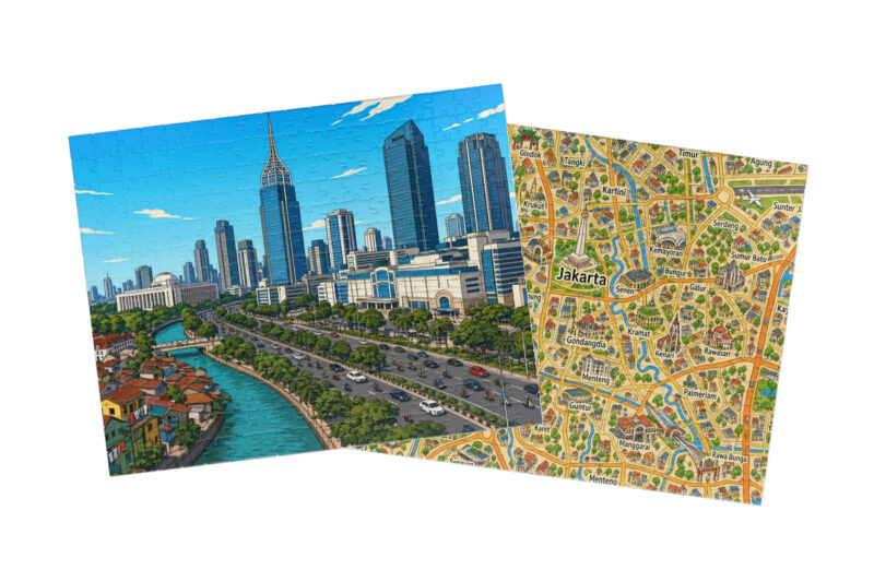 Jakarta — City + Map Puzzle Set