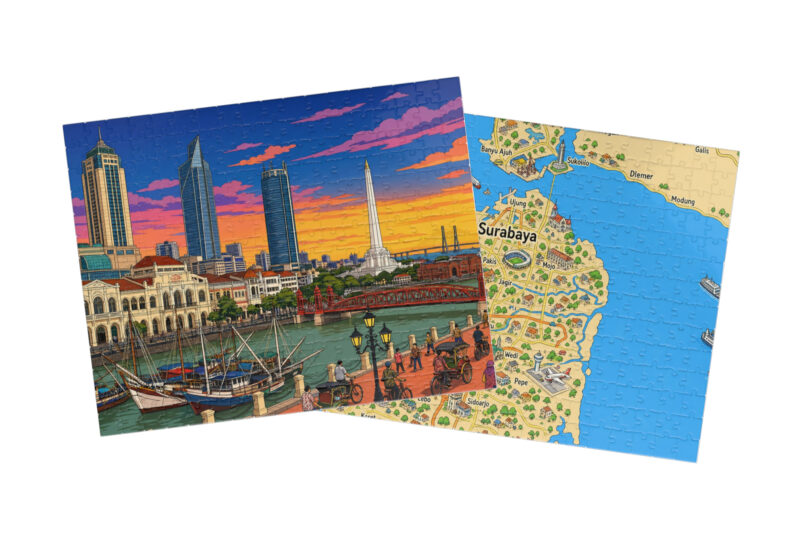 Surabaya — City + Map Puzzle Set