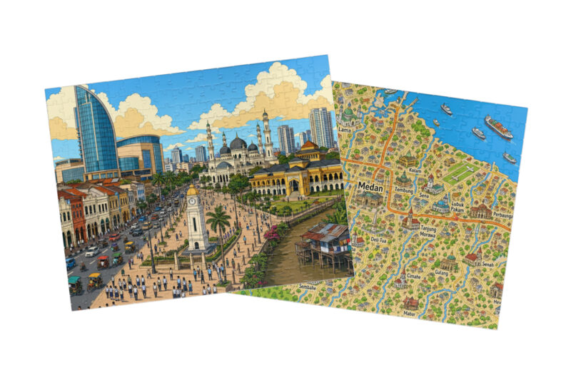 Medan — City + Map Puzzle Set