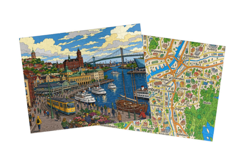 Gothenburg — City + Map Puzzle Set