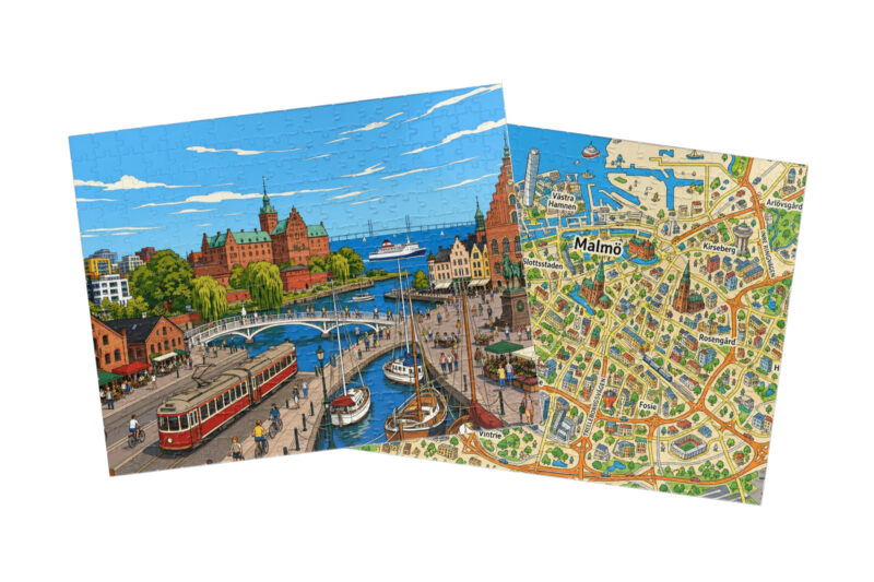 Malmö — City + Map Puzzle Set