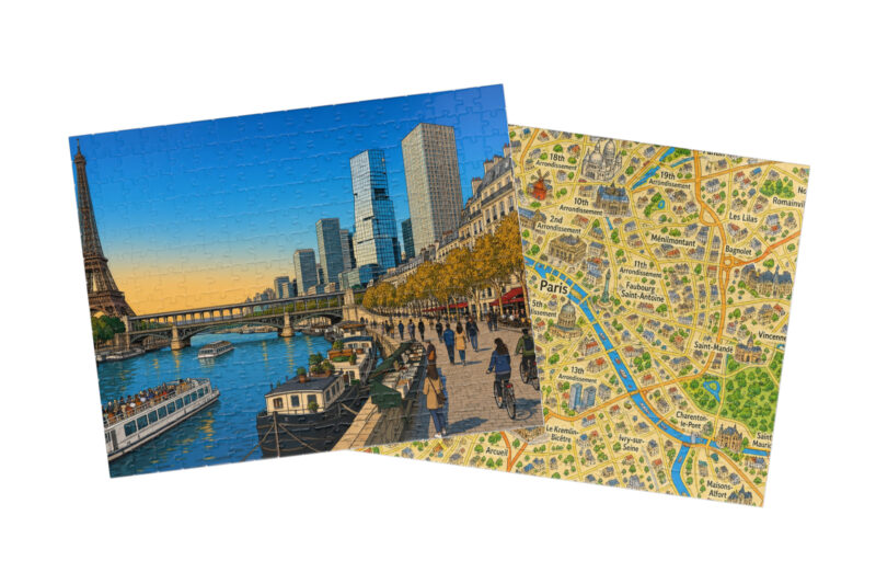 Paris — City + Map Puzzle Set