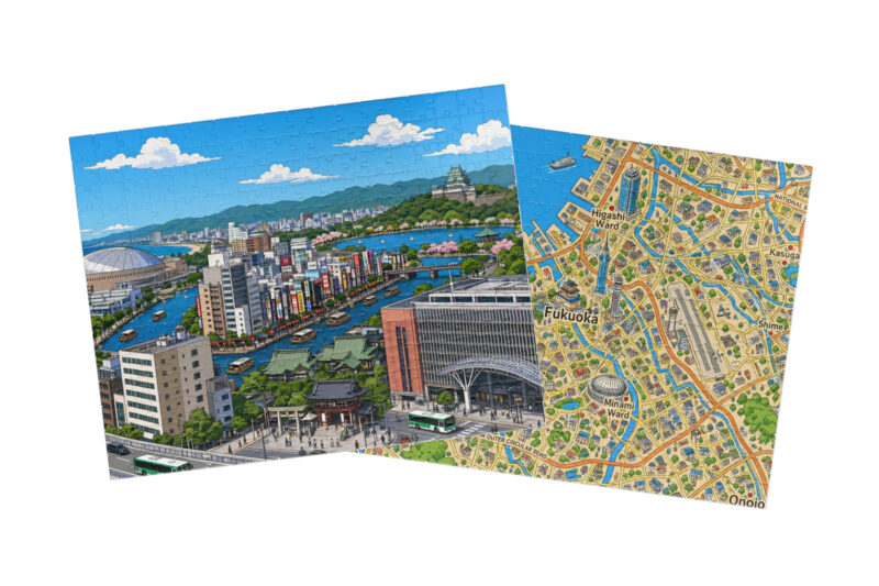 Fukuoka — City + Map Puzzle Set
