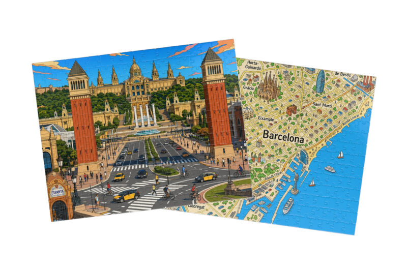 Barcelona — City + Map Puzzle Set