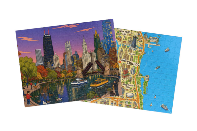 Chicago — City + Map Puzzle Set