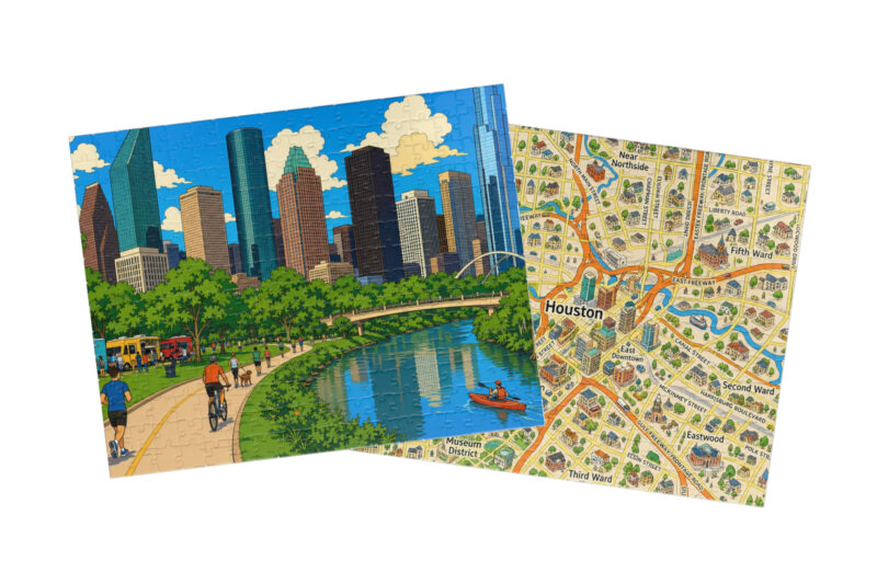 Houston — City + Map Puzzle Set