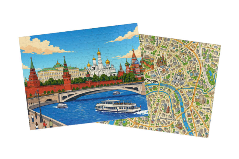 Moscow — City + Map Puzzle Set