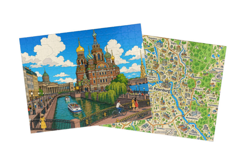 Saint Petersburg — City + Map Puzzle Set