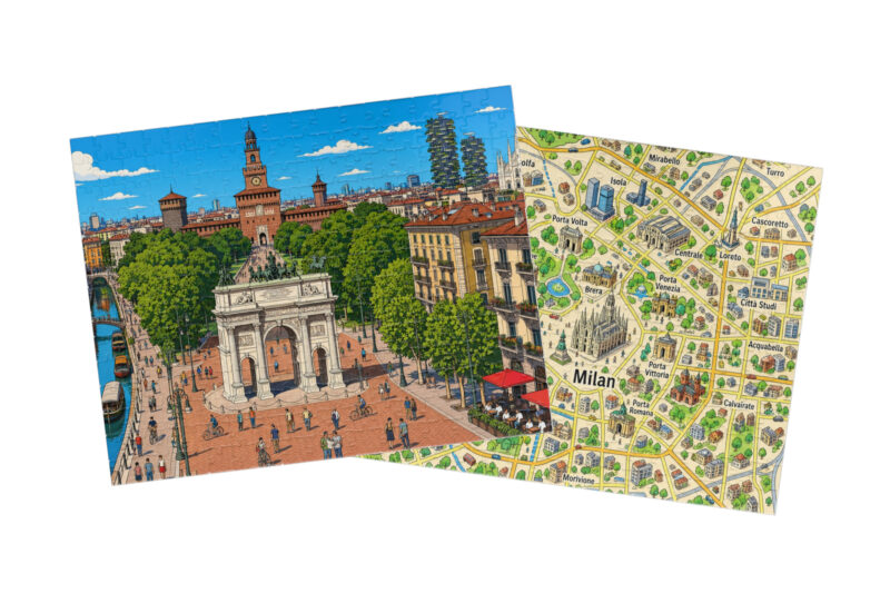 Milan — City + Map Puzzle Set