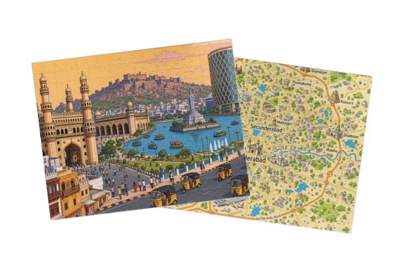 Hyderābād — City + Map Puzzle Set