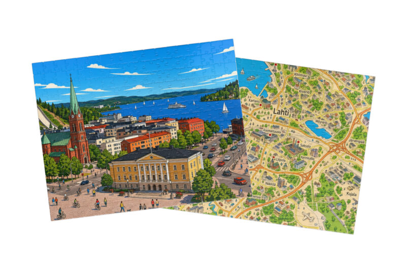 Lahti — City + Map Puzzle Set