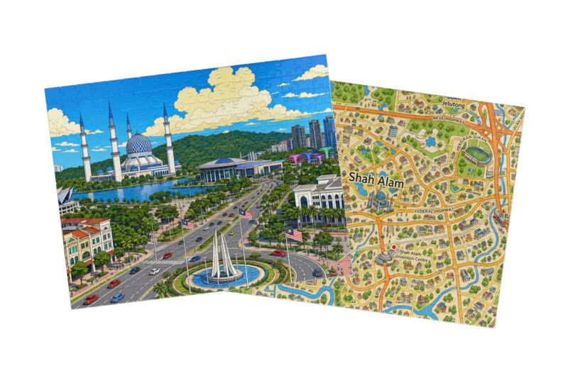 Shah Alam — City + Map Puzzle Set