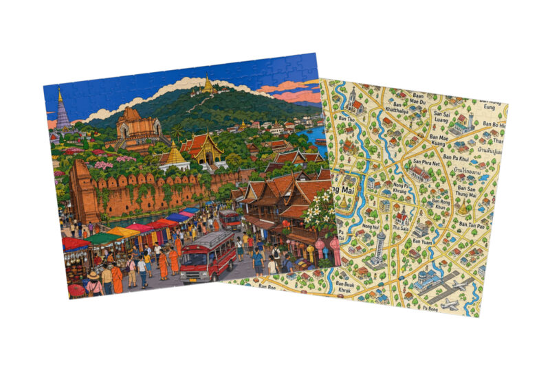 Chiang Mai City + Map Puzzle Set