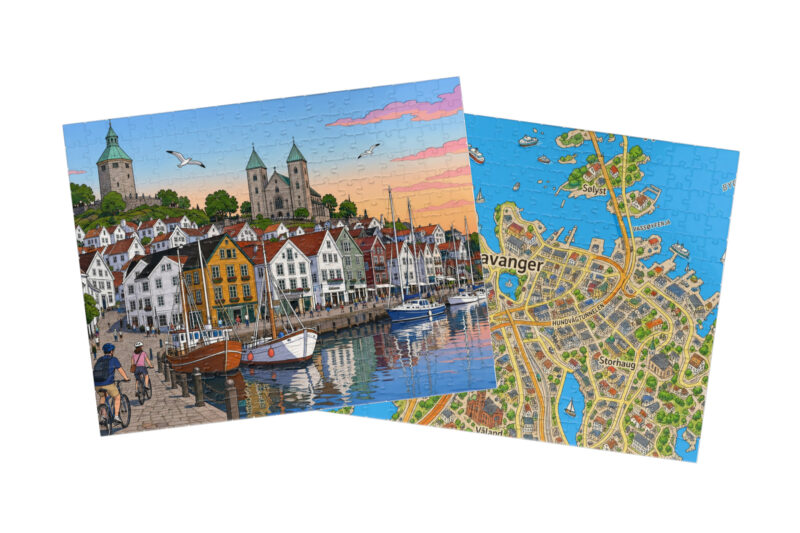 Stavanger City + Map Puzzle Set