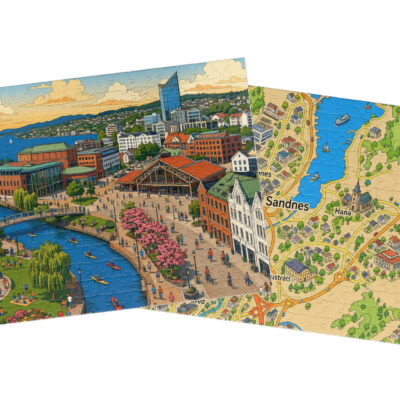 Sandnes City + Map Puzzle Set