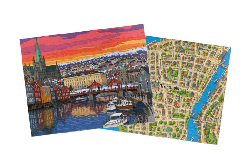 Trondheim City + Map Puzzle Set