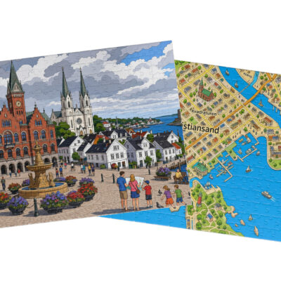 Kristiansand — City + Map Puzzle Set