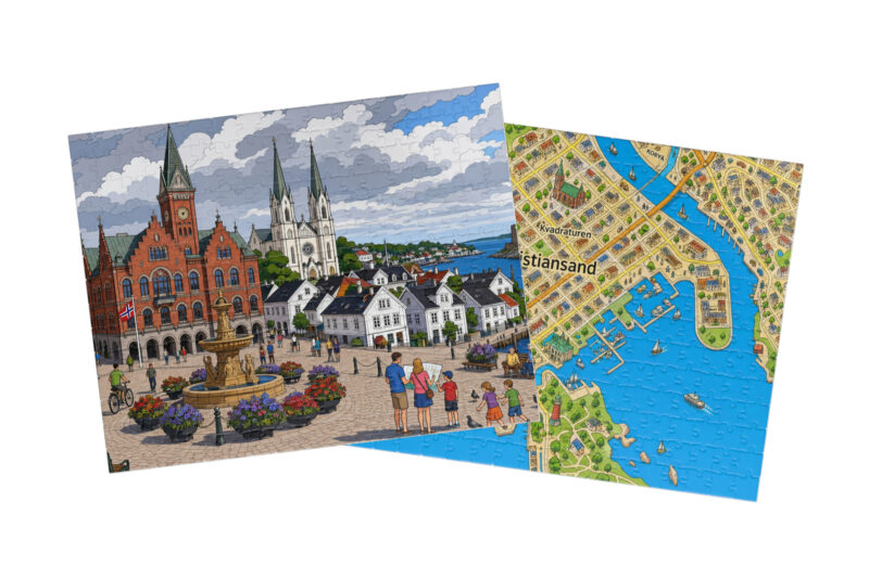 Kristiansand — City + Map Puzzle Set