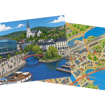 Sandvika — City + Map Puzzle Set