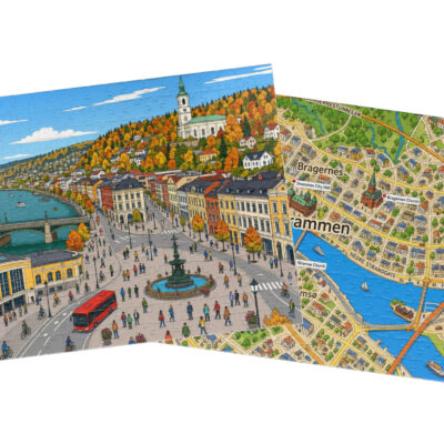Drammen — City + Map Puzzle Set