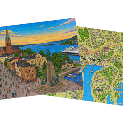 Sandefjord City + Map Puzzle Set