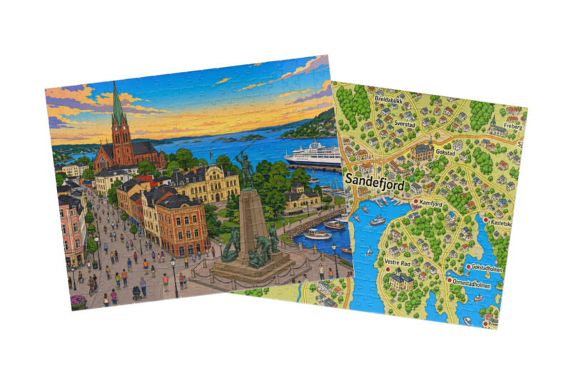 Sandefjord City + Map Puzzle Set