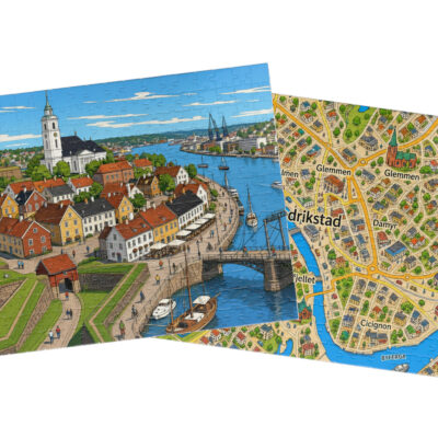 Fredrikstad — City + Map Puzzle Set