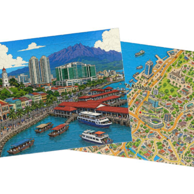 Kota Kinabalu — City + Map Puzzle Set