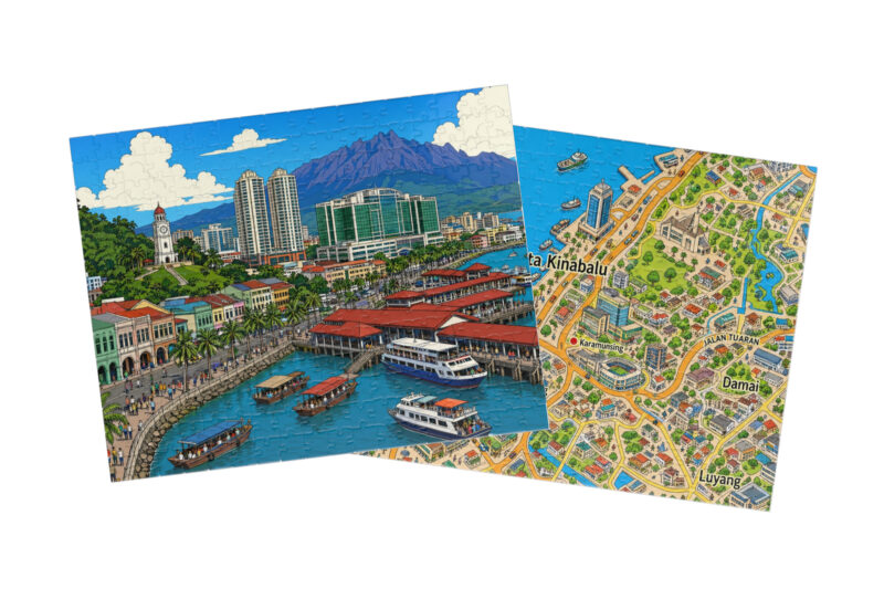 Kota Kinabalu — City + Map Puzzle Set