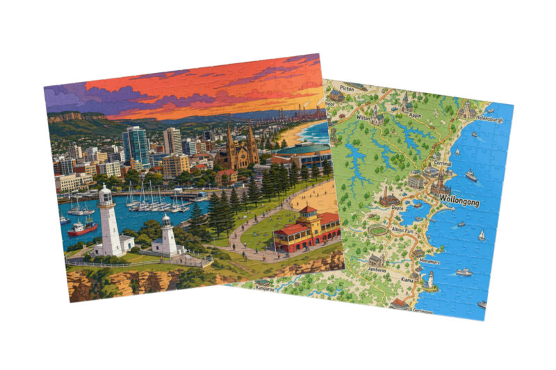 Wollongong — City + Map Puzzle Set