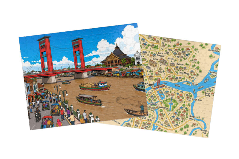 Palembang — City + Map Puzzle Set