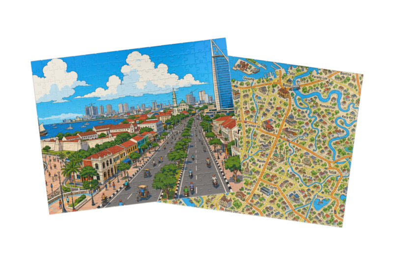 Makassar — City + Map Puzzle Set