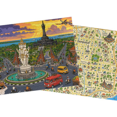 Denpasar City + Map Puzzle Set