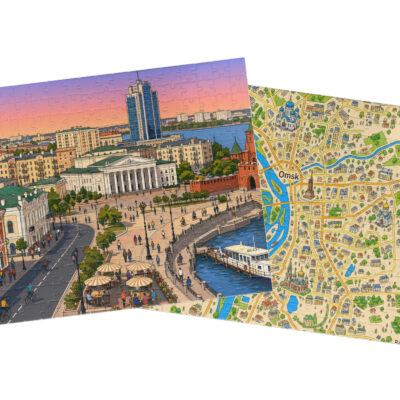 Omsk — City + Map Puzzle Set