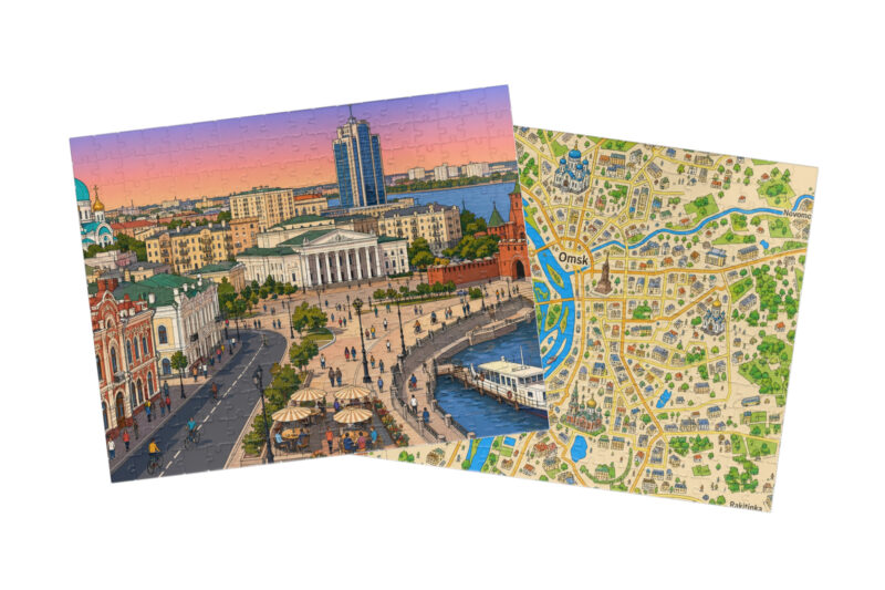 Omsk — City + Map Puzzle Set