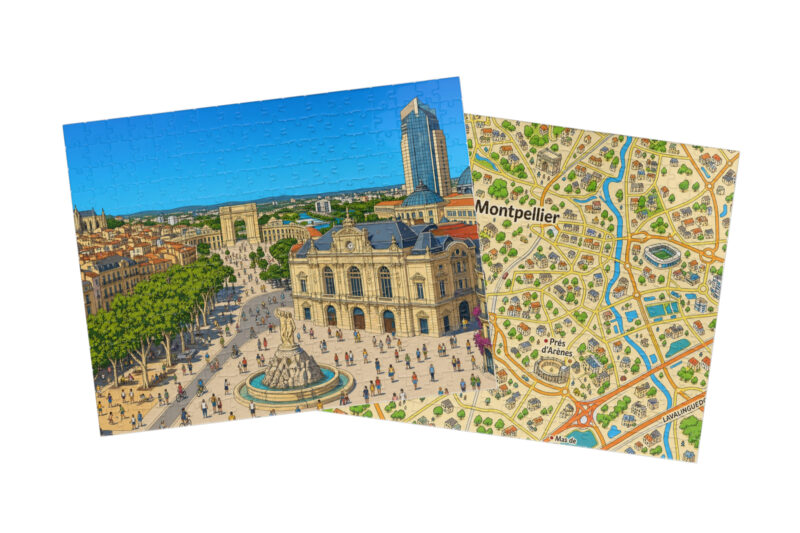Montpellier — City + Map Puzzle Set