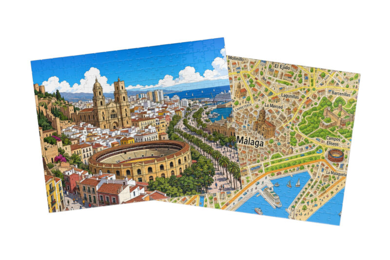 Málaga — City + Map Puzzle Set