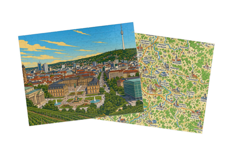 Stuttgart — City + Map Puzzle Set