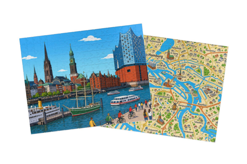 Hamburg — City + Map Puzzle Set