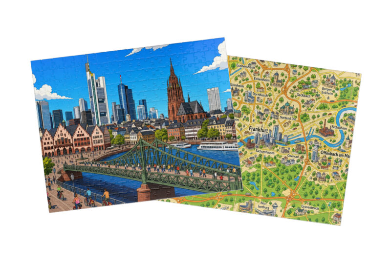 Frankfurt — City + Map Puzzle Set
